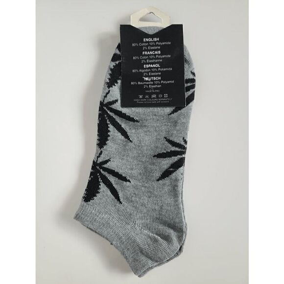 Amsterdam Souvenir Weed Leafs Unisex Gray Short Socks NWT - Picture 3 of 7